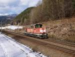 2068 059 ist am 25.01.2012 als Lz von Bruck an der Mur in Fahrtrichtung Graz unterwegs, aufgenommen in Mautstatt