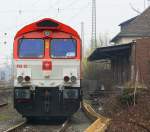 Crossrail/185573/die-class-66-pb12-marleen-von Die Class 66 PB12 'Marleen' von Crossrail stand auf dem abstellgleis in Aachen-West an der Laderampe bei Wolken am 17.3.2012. 
